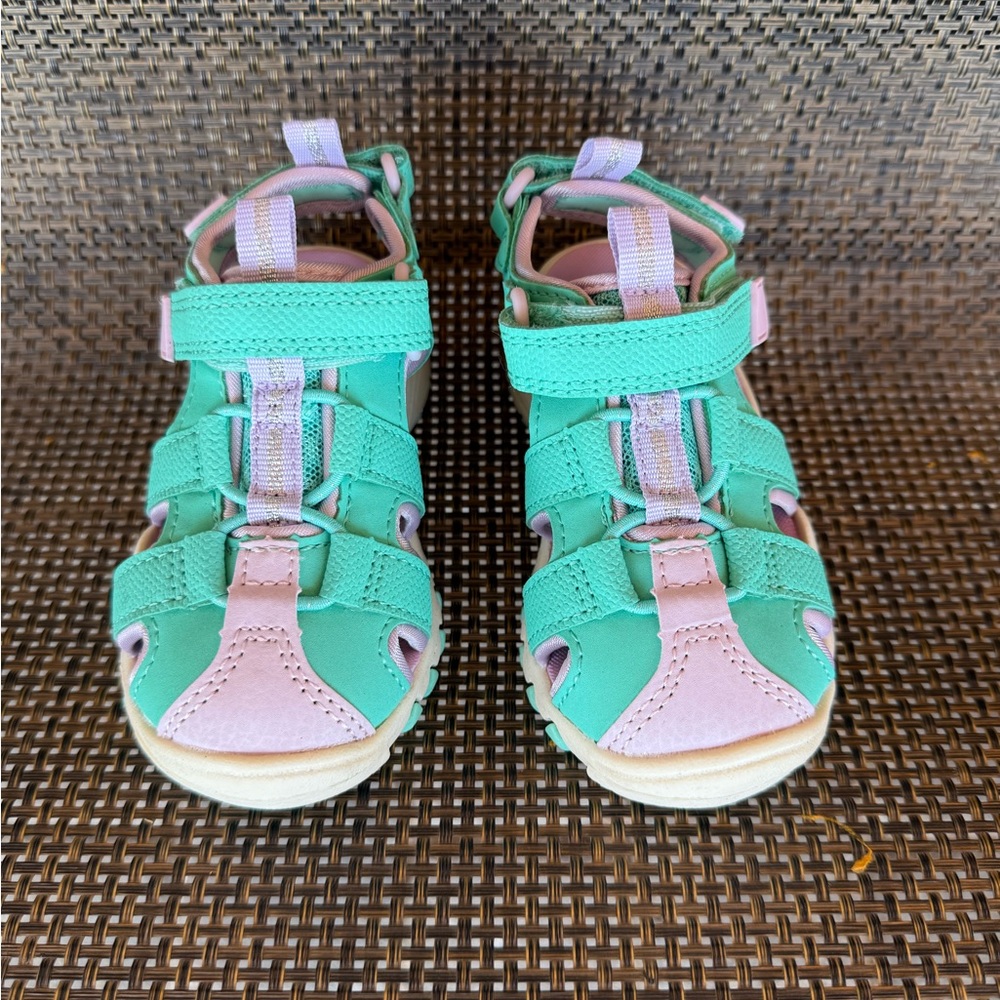 Cat & Jack Green and Pink Sandals Lightweight Comfort - Picture 1 of 6